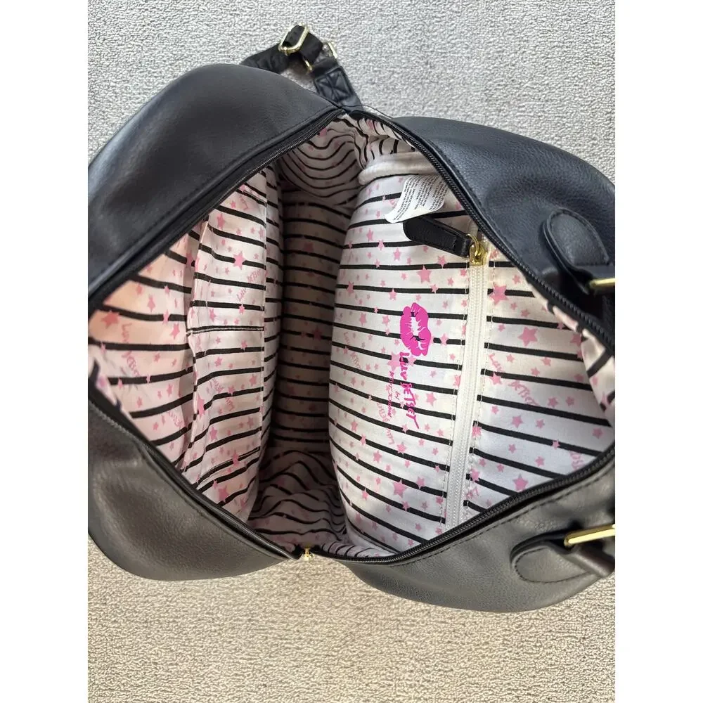 Betsey Johnson Backpack Quilted‎ Dog Design Adjustable Straps Black White OS